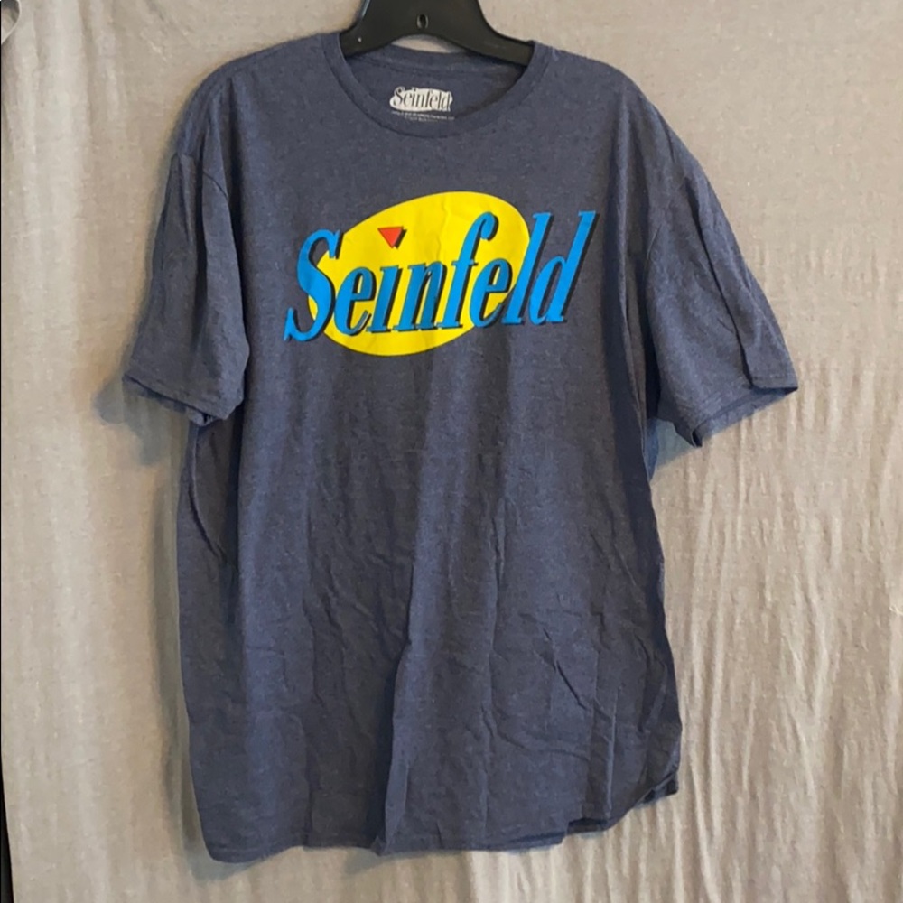 Ripple Junction Seinfeld Navy Blue Tee with Yellow and Light Blue Logo